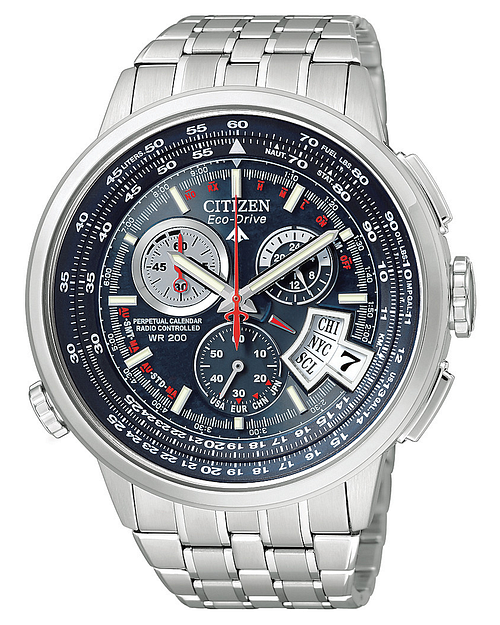 Chrono Time A T Blue Dial Stainless Steel Bracelet BY0000 56L